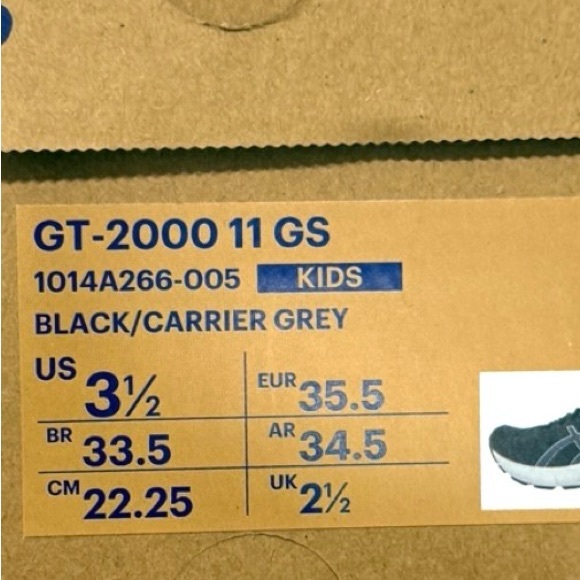 Asics NWT kids GT-2000 running shoes size 3.5 lack and white - Picture 15 of 15